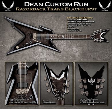 Blast Custom Shop: Dean Razorback Trans Blackburst Custom Electric Guitar