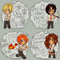 potter harry anime cast hermione draco malfoy granger hogwarts weasley ronald characters character ron chibi harrypotter