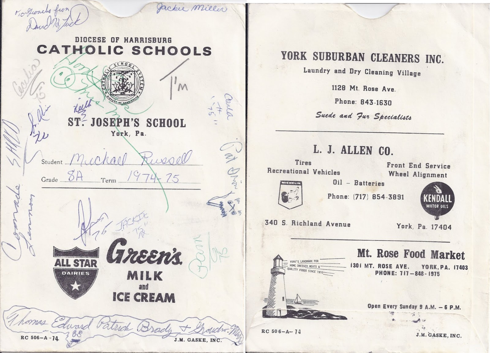 scenic root memories of york pa report cards