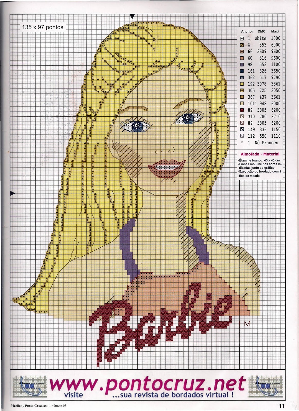Barbie Em Ponto Cruz TANIA EM PONTO CRUZ : Barbie em ponto cruz