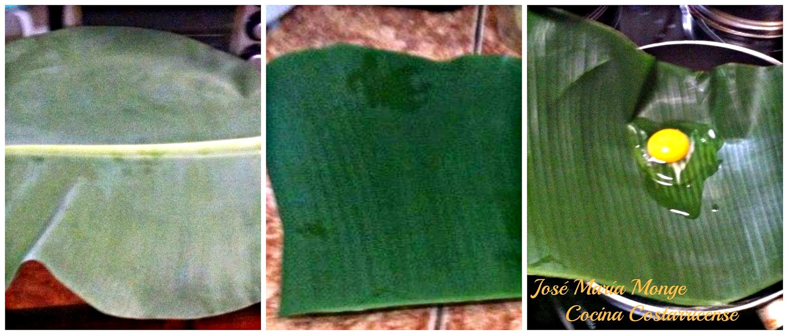 Cocina Costarricense huevo asado en hoja de plátano