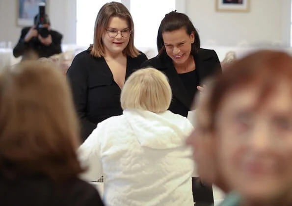 Princess Stephanie of Monaco and Camille Gottlieb visited elders at the Foyer of Rainier III eve Monaco National Day 2019