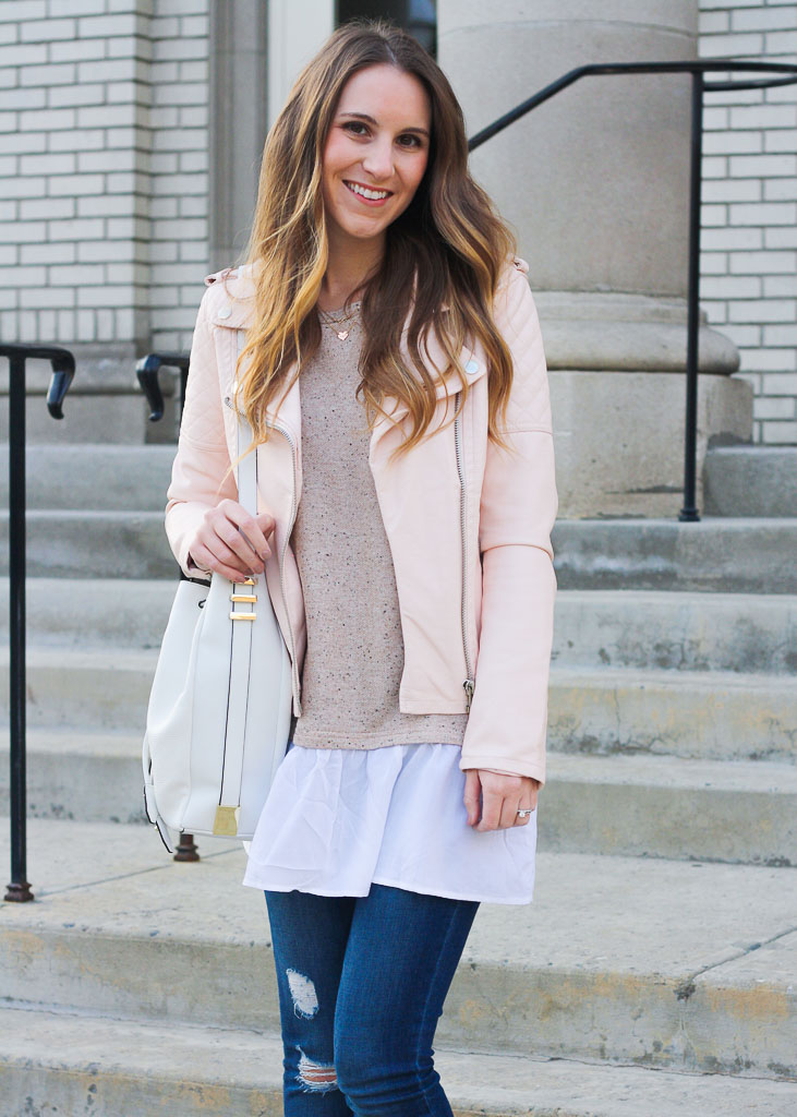 Blush Leather Jacket Twenties Girl Style