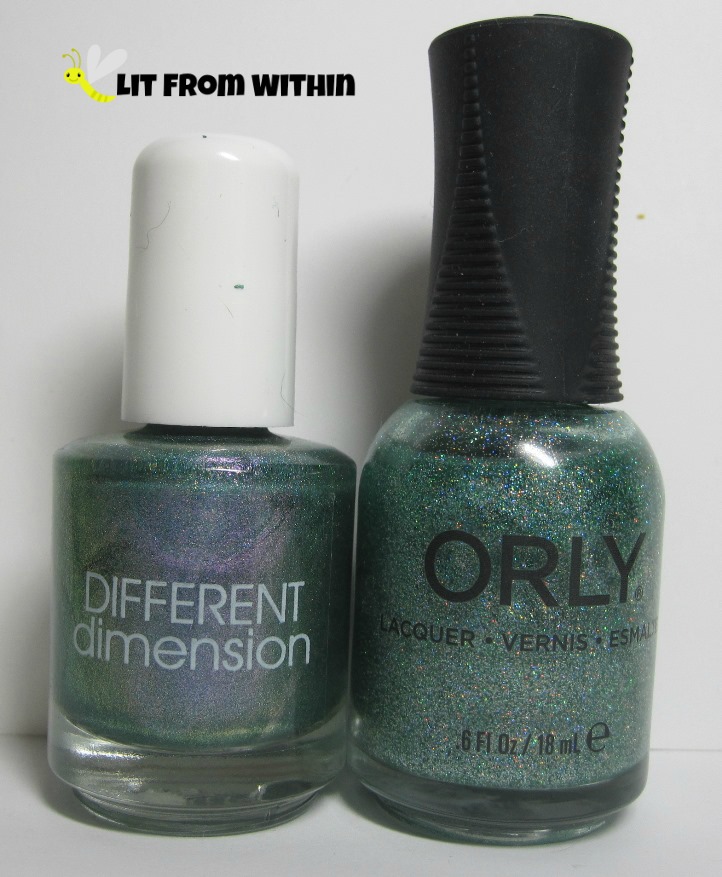 Bottle shot:  Different Dimension Mistle-Toad, and Orly Sparkling Garbage 