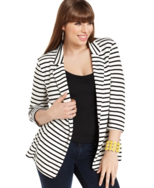 plus size striped jacket