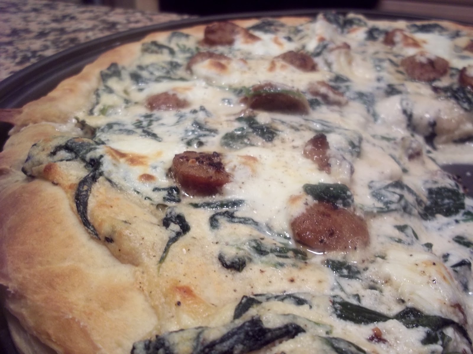 Everyday Cooking Ricotta, Spinach and Sausage Pizza