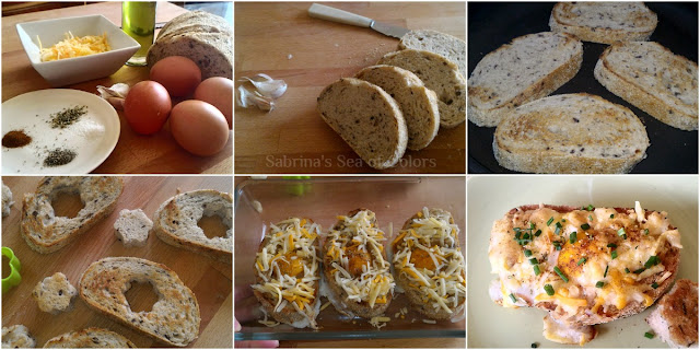 Pan con huevo y queso al horno preparación