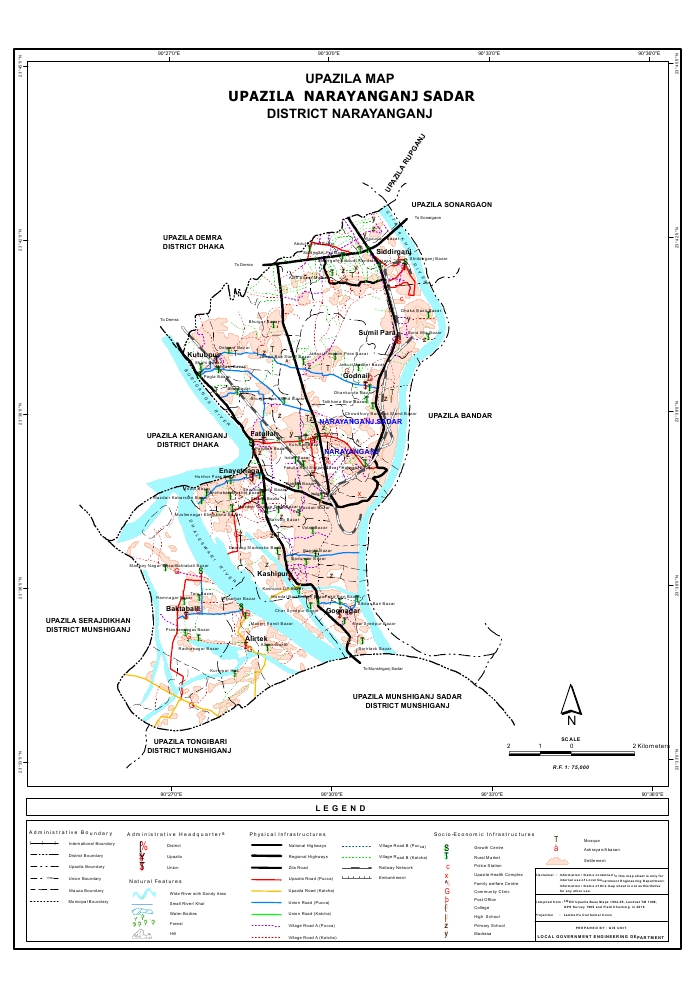 Narayanganj Sadar Upazila Map Narayanganj District Bangladesh