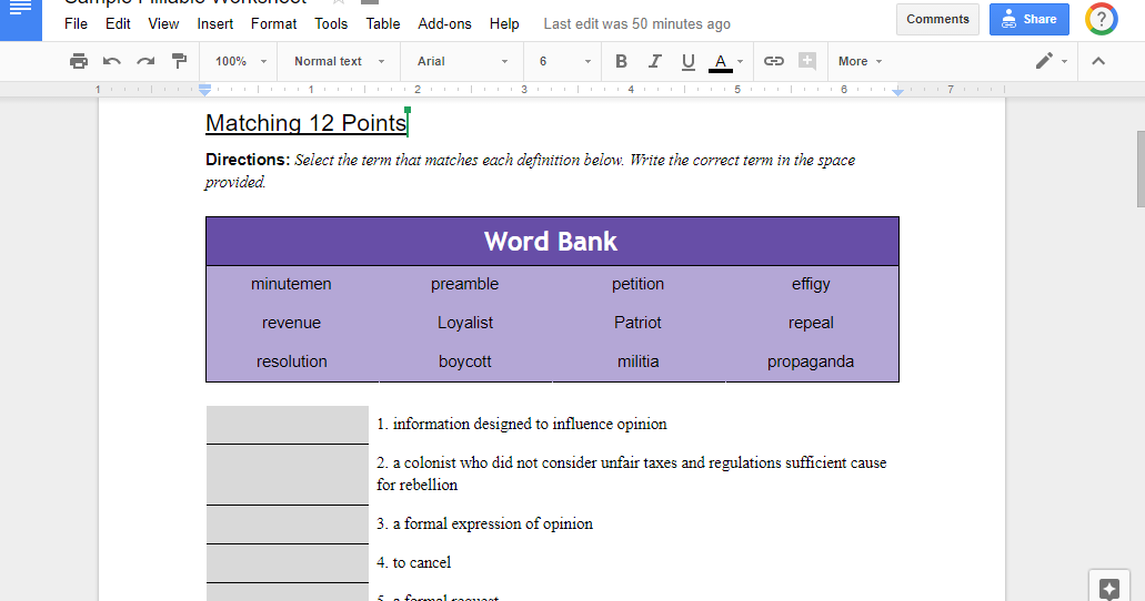 Create Interactive Worksheets with Google Docs #EdTech