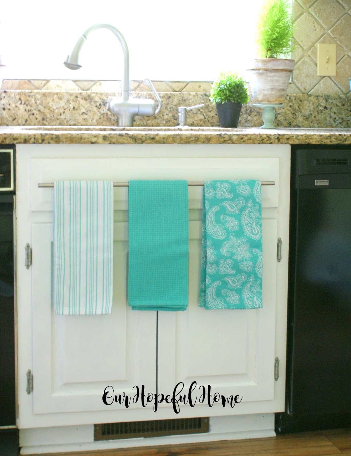 Our Hopeful Home How To Install Farmhouse Kitchen Towel Bars