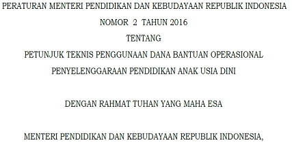 Bantuan Operasional Penyelanggaraan Pendidikan PAUD - BOP PAUD