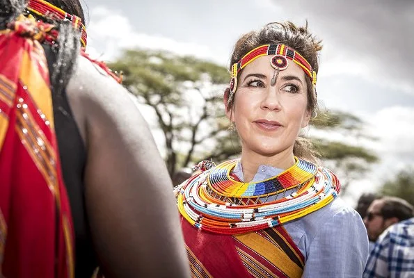 Crown Princess Mary donned traditional African dress in Kenya, she was joined by Danish Minister Ulla Toernaes