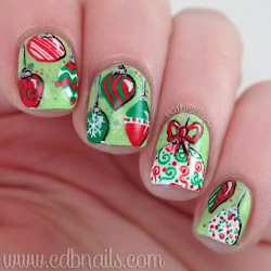 ornaments nail christmas days painted hand paint polish acrylic cdbnails