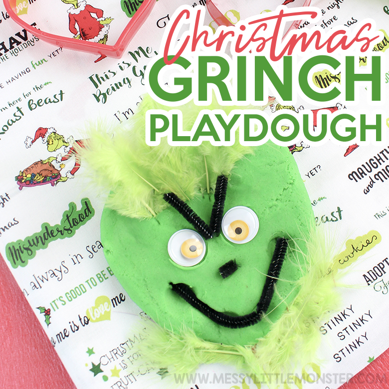 Christmas Playdough Recipe - Christmas Grinch Playdough