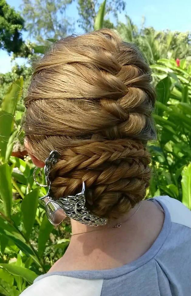 Poofy French braid and herringbone bun my look for today Hair Style