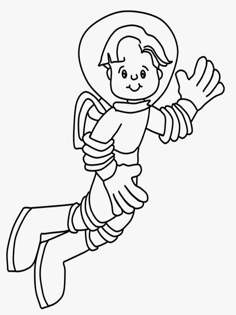 Astronaut Cartoon Coloring Page - Astronaut exploring space coloring