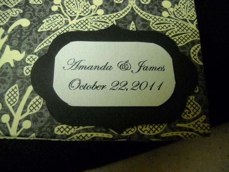 This dark gray and ivory lace themed wedding guest book was custom made for