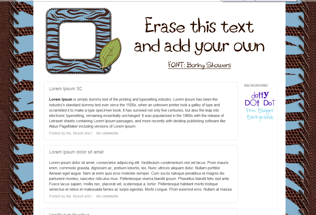 Dotty Dot Dot FREE Blogger Backgrounds, Reviews & Giveaways Blue Zebra
