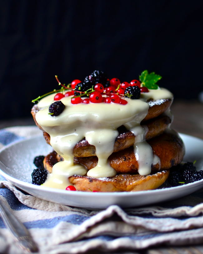Yammie's Noshery Blueberry Bagel French Toast with Cream Cheese Glaze
