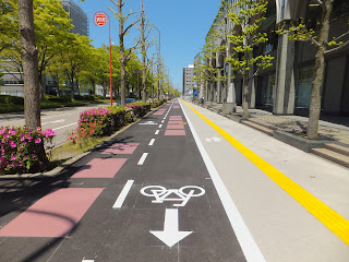 Bicycle lane in Kanazawa Japan