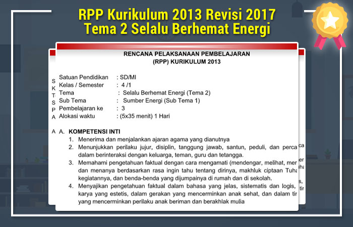 RPP Kurikulum 2013 Revisi 2017 Tema 2 Selalu Berhemat