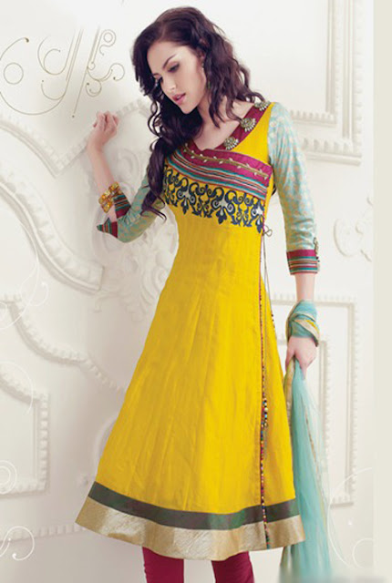 Yellow Angrakha Cotton Kurti Designs