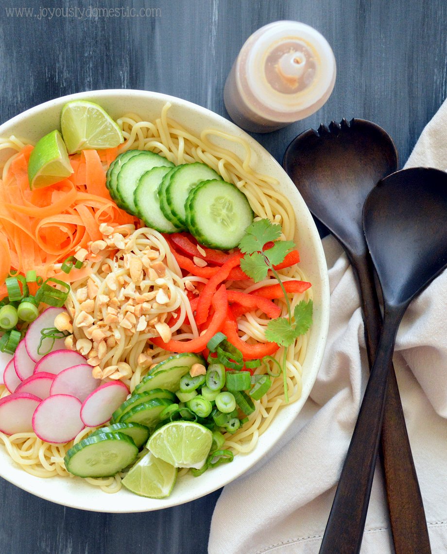 Joyously Domestic Cold Noodle Salad with Peanut Sauce