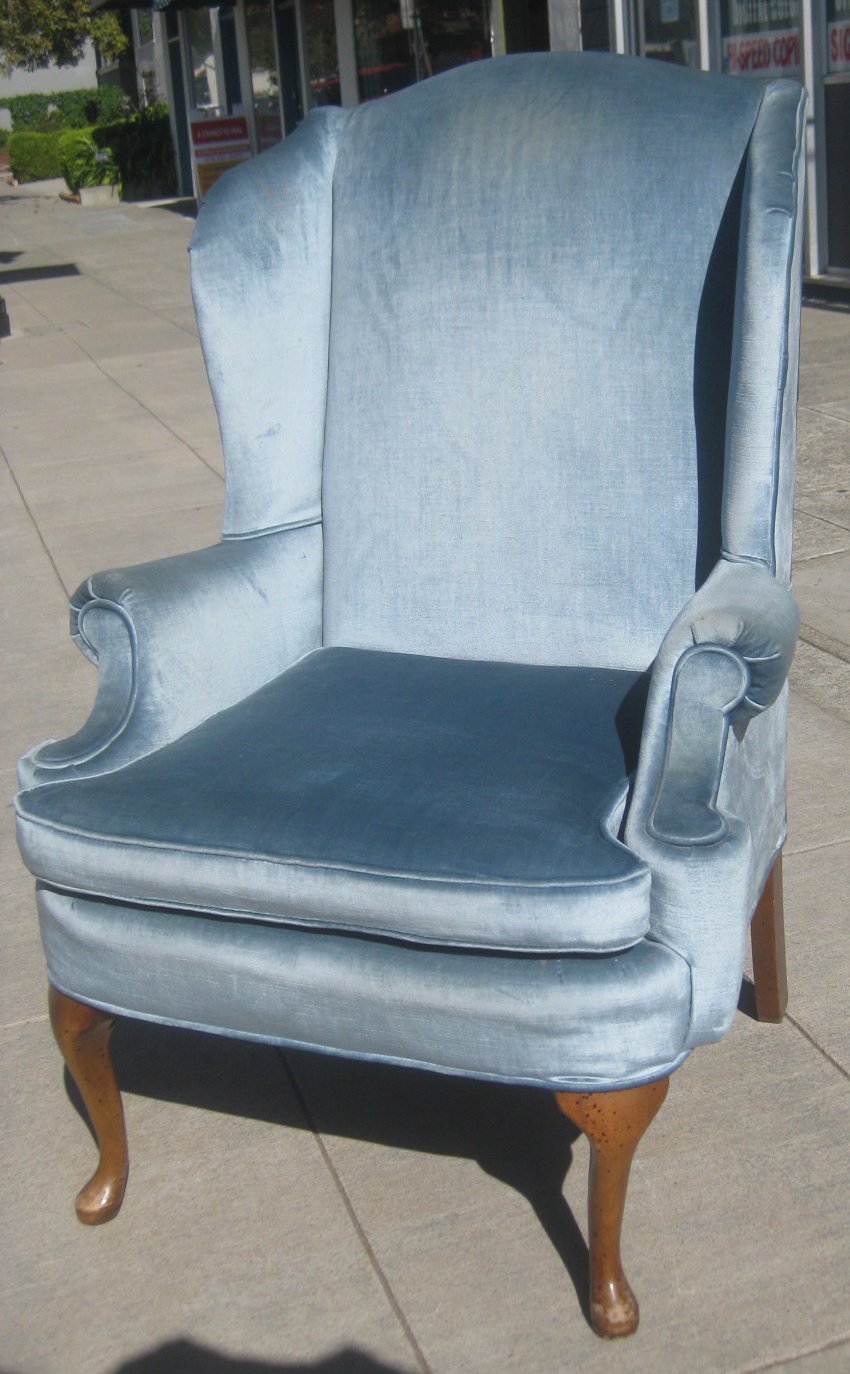 UHURU FURNITURE & COLLECTIBLES SOLD Blue Wingback Chair
