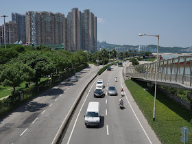 Avenida da Ponte da Amizade in Macau and Zhuhai in the background