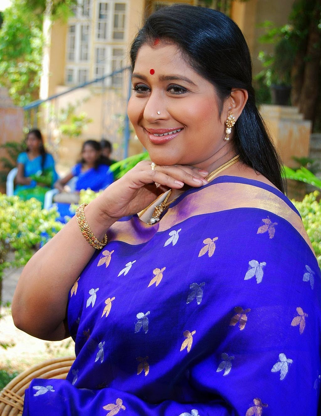 Kavitha Aunty In Blue Saree South Indian Aunties 