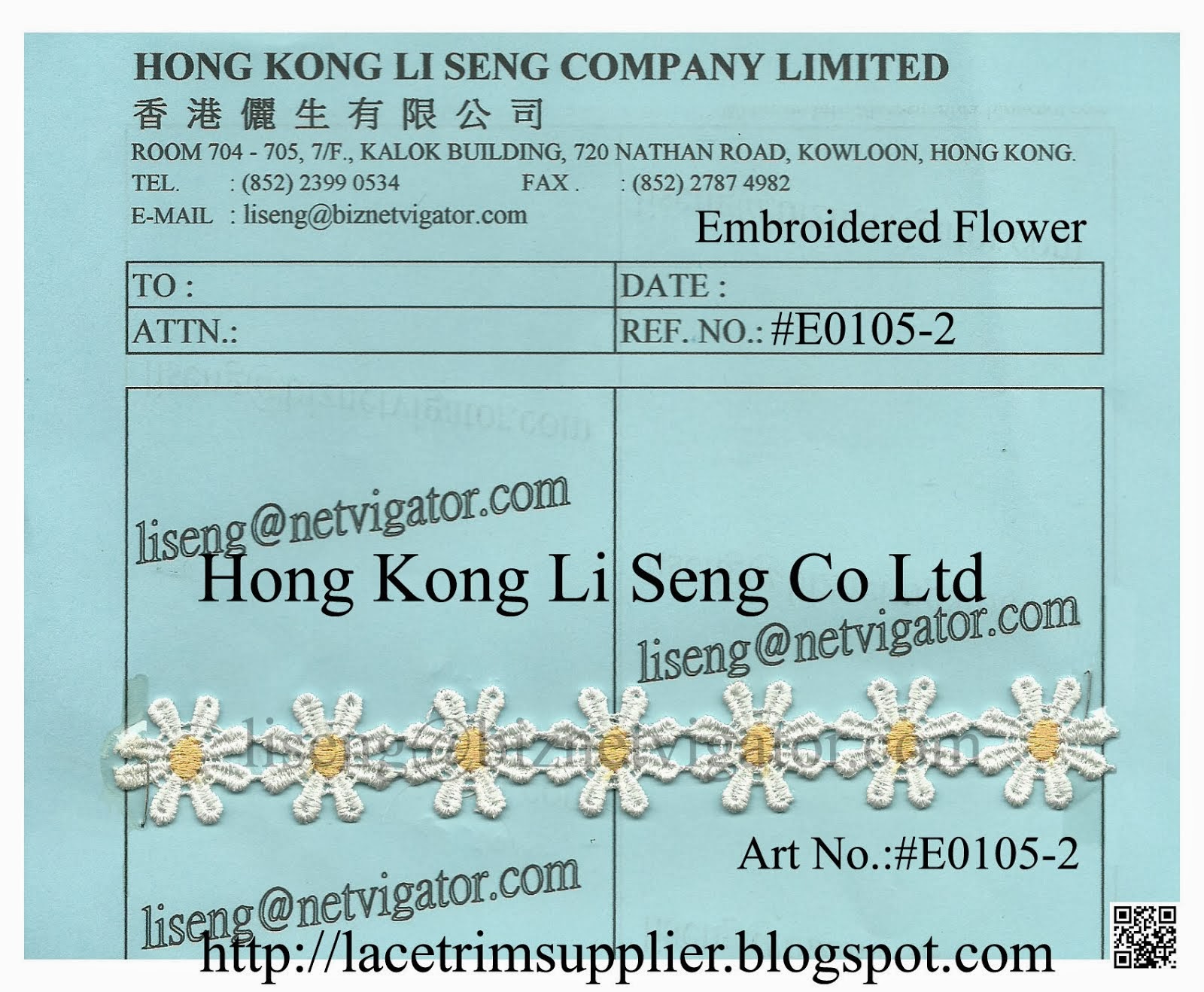 Embroidered Lace Flower Manufacturer - Hong Kong Li Seng Co Ltd
