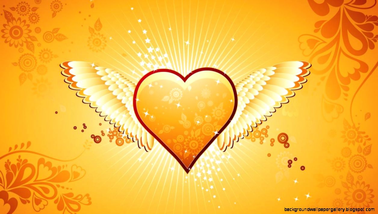 yellow heart wings valentine day hd wallpaper   19427   HQ