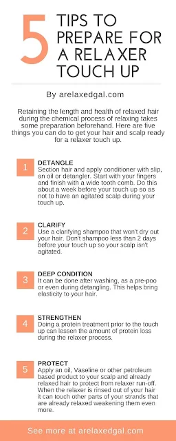 Five ways to prepare your hair for a successful relaxer touch up. | arelaxedgal.com