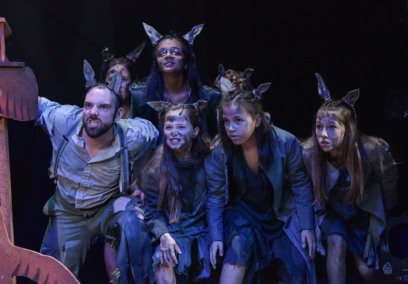 The wolf pack on stage at Derby Theatre