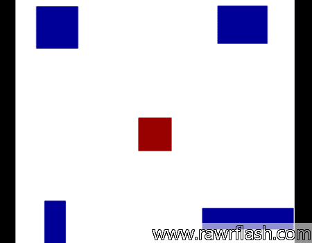 O jogo mede a sua genialidade com base em quanto tempo você consegue manter o quadrado vermelho longe das formas azuis.