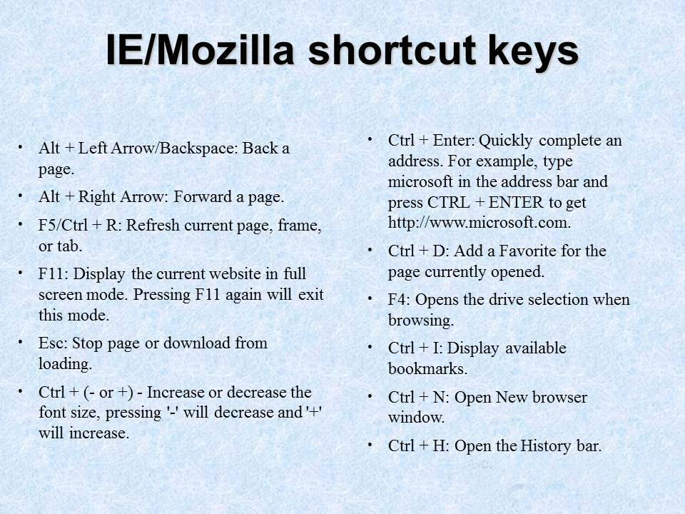 Shortcut Key.
