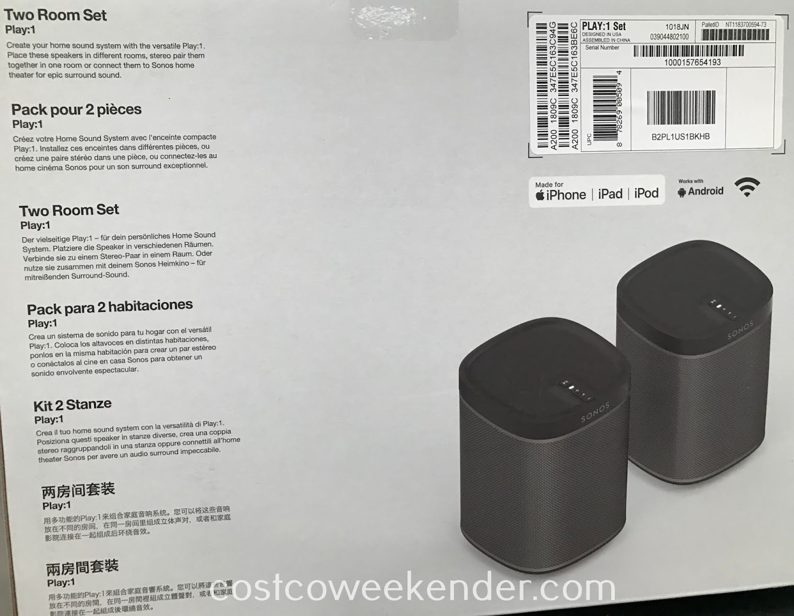 Sonos Play1 Wifi Speakers Costco Weekender