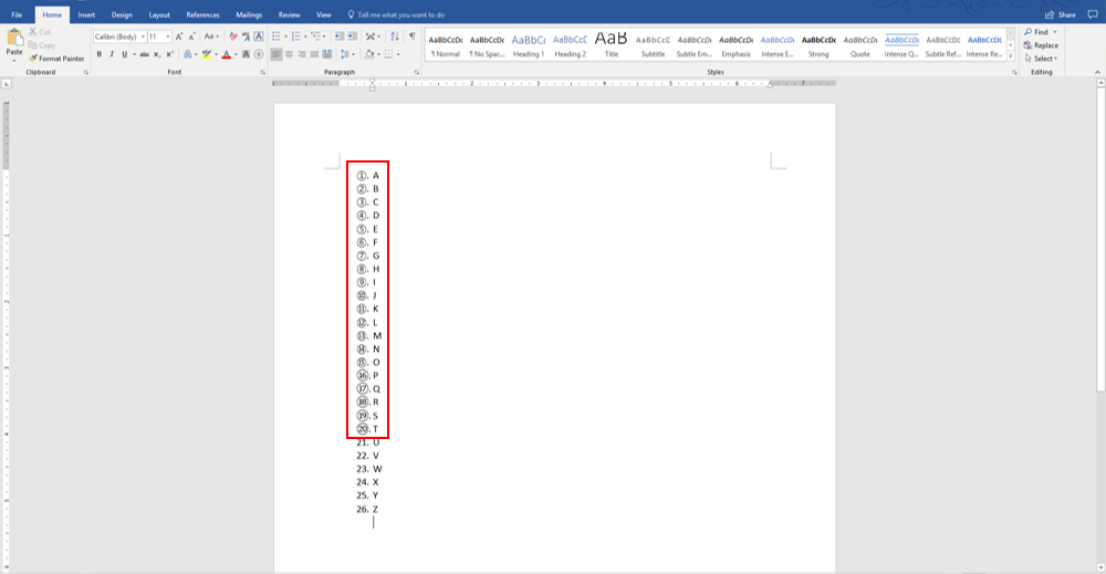 How to add circled number or letter on Microsoft Word