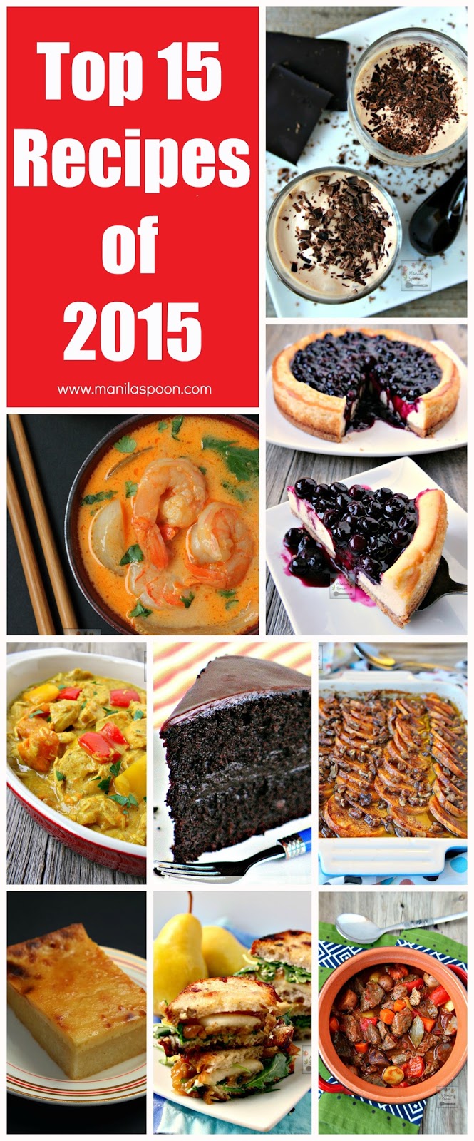 A round-up of our most popular, most pinned and most viewed recipes of 2015! A variety of tried and tested, sweet and savory dishes that the whole family can enjoy throughout the years to come! | manilaspoon.com