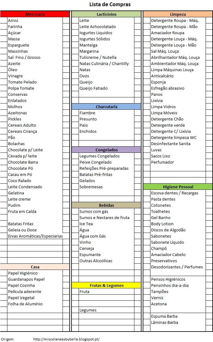 lista de compra supermercado