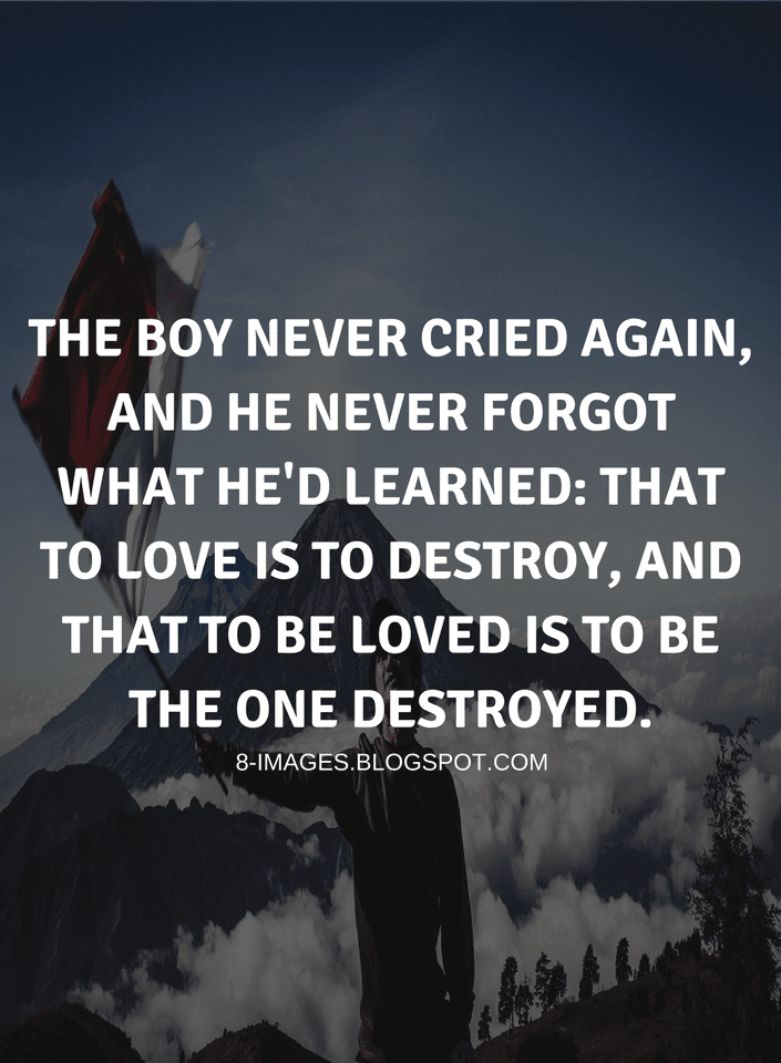Quotes The boy never cried again, and he never what he'd learned