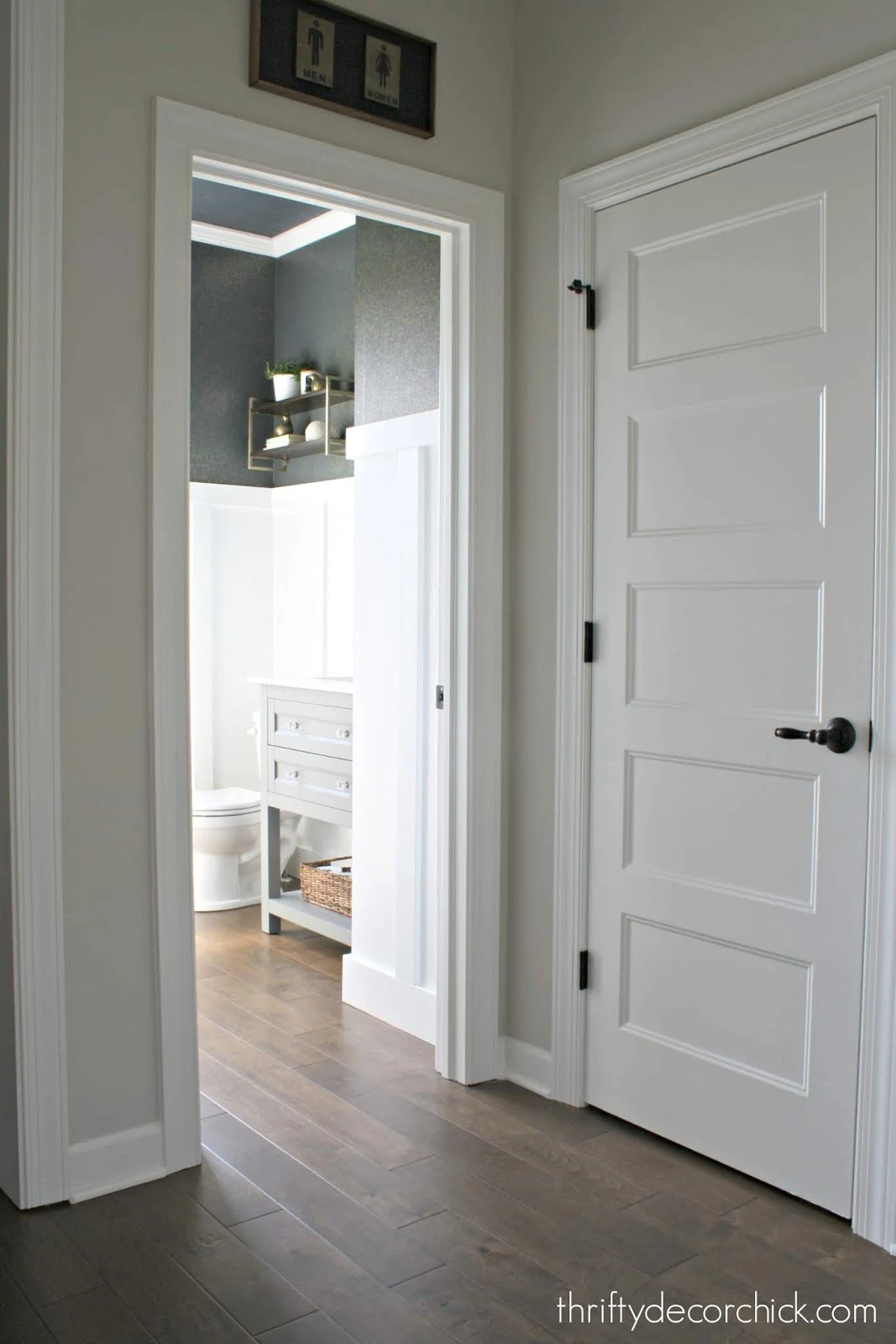 Navy and blue powder room makeover