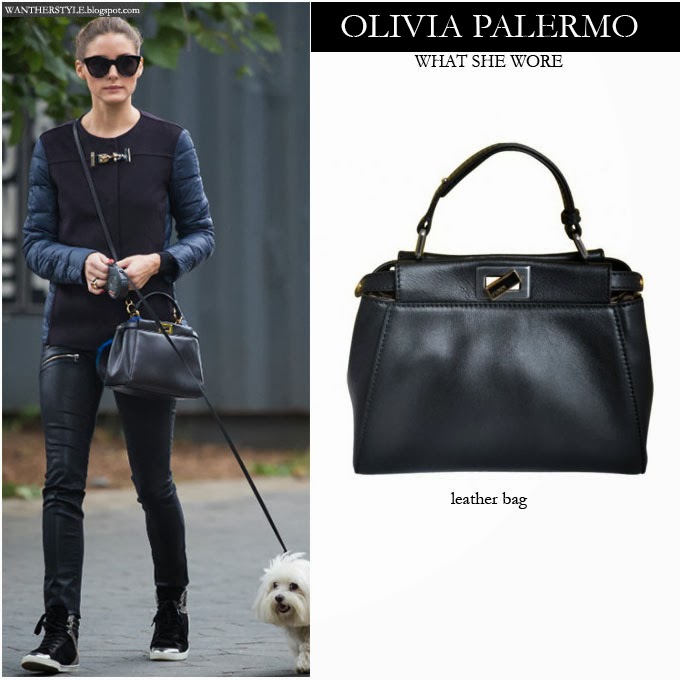 WHAT SHE WORE: Olivia Palermo in black leather zipper pants with black