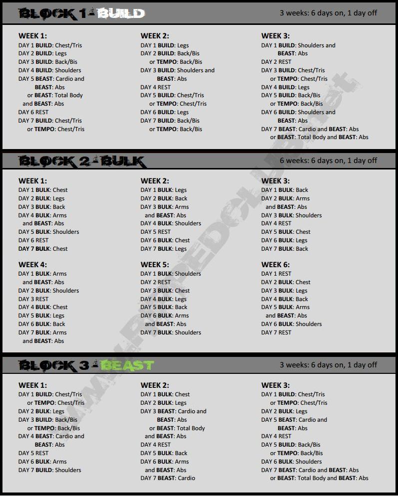 www.KevinAverill.com: Body Beast Schedule