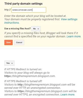 Pasang custom domain di blogger