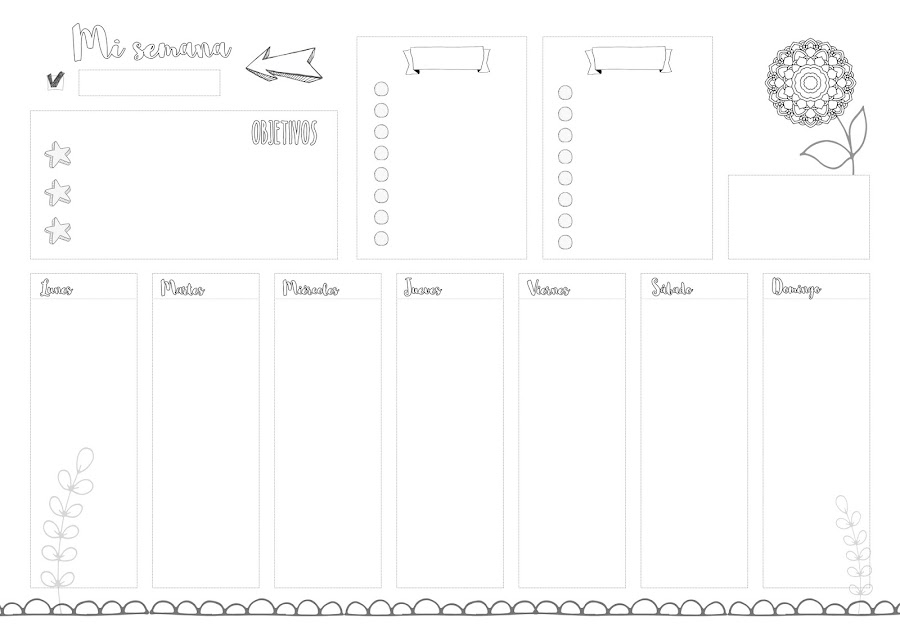 Planning semanal gratis para colorear