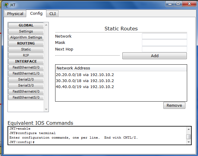 Science Cyber Configuration Routing Static CISCO with CLI (4 Router