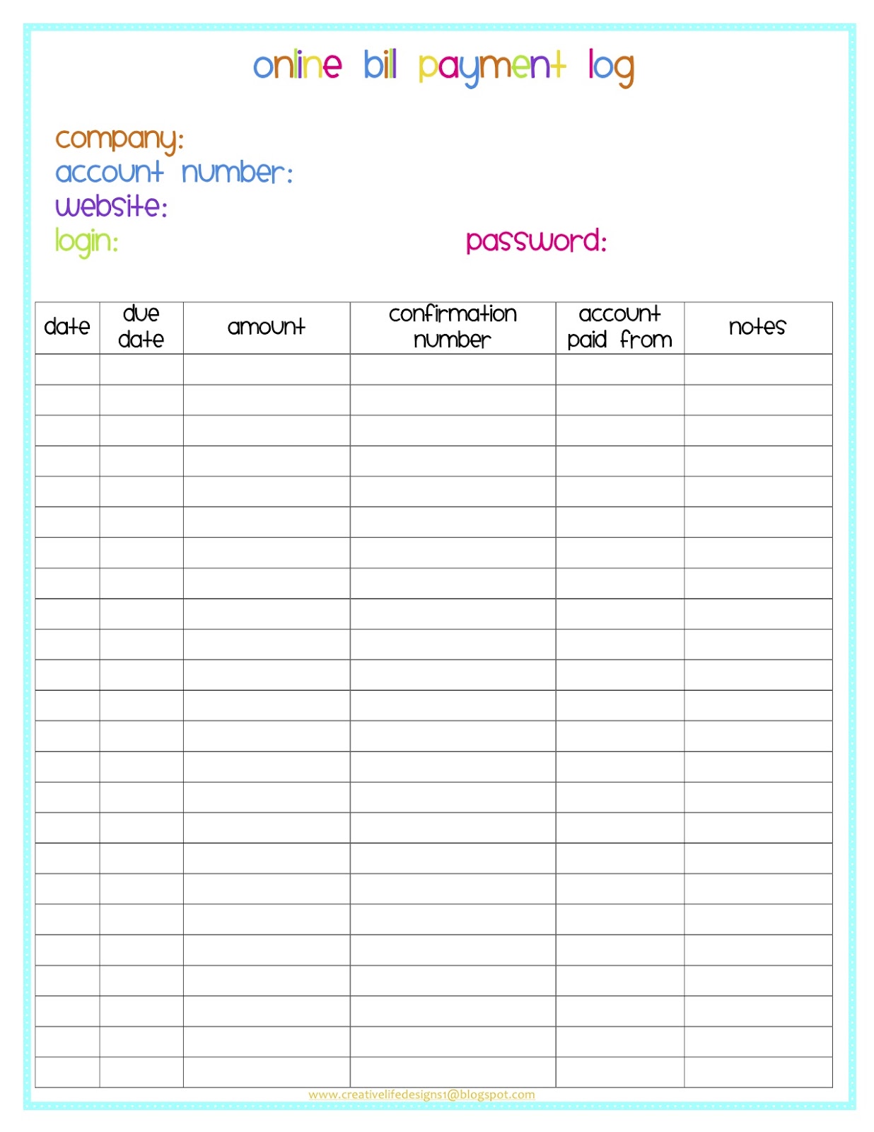 Printable Monthly Bill Payment Worksheet | Calendar Printable Free