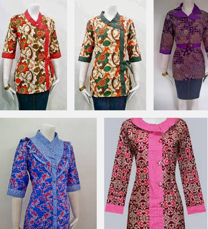  Model baju batik terbaru kerja kombinasi keluarga muslim 