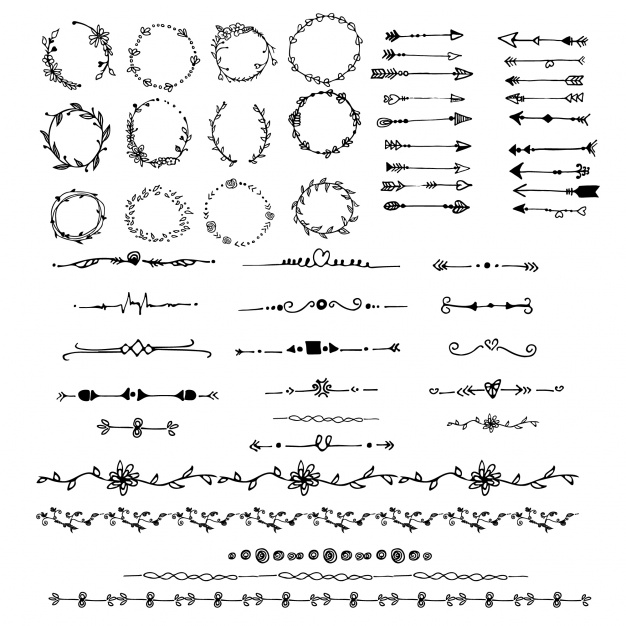 Hand drawn ornaments collectio Free Vector